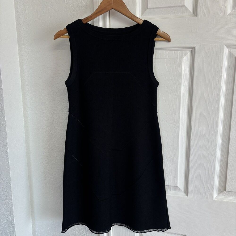 Alaia Black Thick Knit Stretchy See Through Mini Dress Size 38